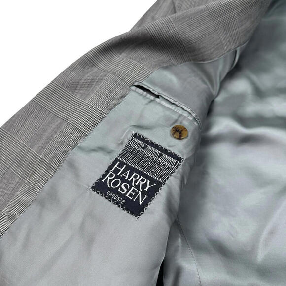 Samuelsohn Harry Rosen Plaid 100% Wool Suit 2-Piece 43R-37” Gray Classic Fit VTG - Picture 6 of 15